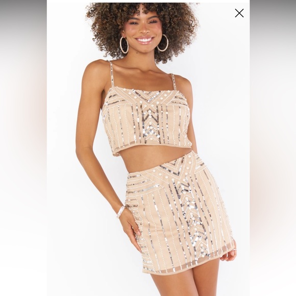 New Show Me Your Mumu white beaded sequin Pearly Top - Picture 3 of 4